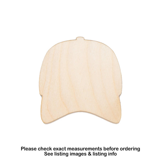 Baseball Cap Blank Wood Cutout - Laser Cut Unfinished Craft Shape - Multiple Sizes