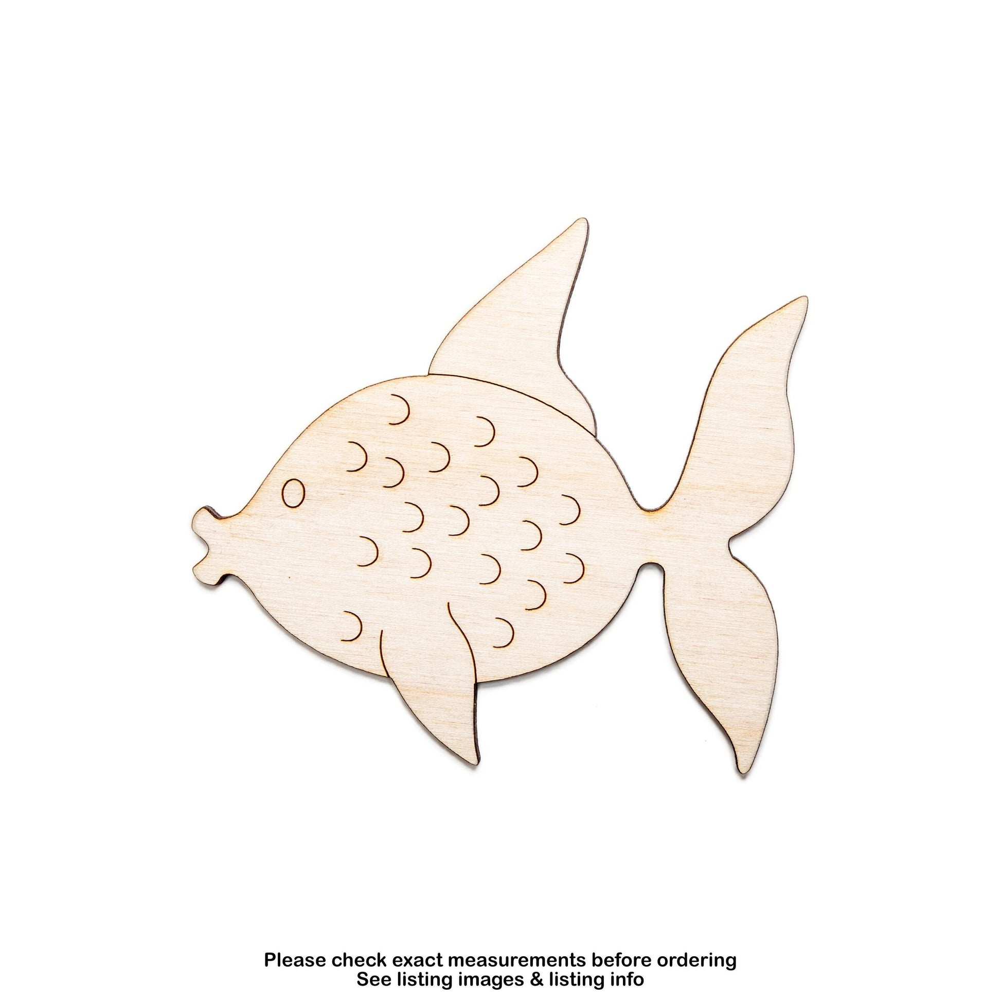 Angel Fish Detailed Wood Cutout - Laser Cut Unfinished Craft Shape - Multiple Sizes