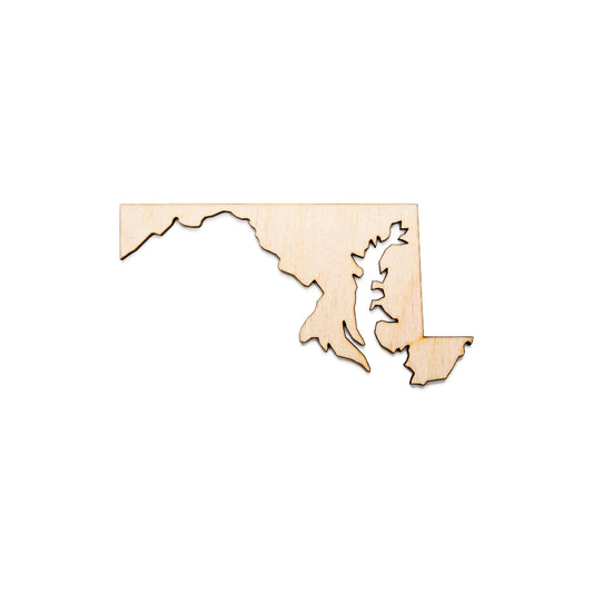 Maryland State Wood Cutout - Laser Cut Unfinished Craft Shape - Multiple Sizes