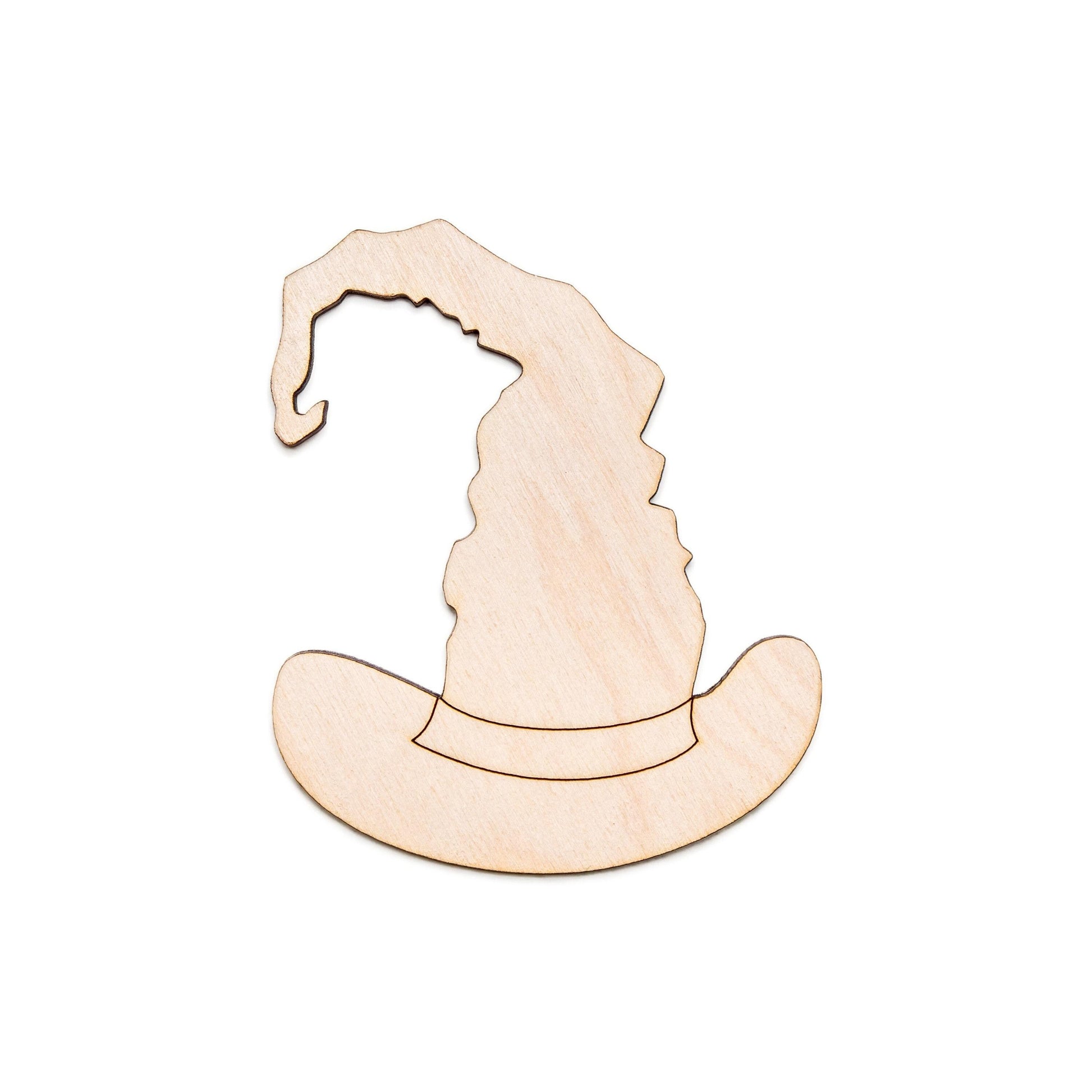 Curled Witch Hat Wood Cutout - Laser Cut Unfinished Craft Shape - Multiple Sizes