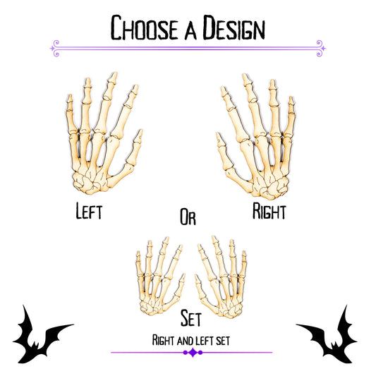 Skeletal Hand Wood Cutout - Laser Cut Unfinished Craft Shape - Multiple Sizes