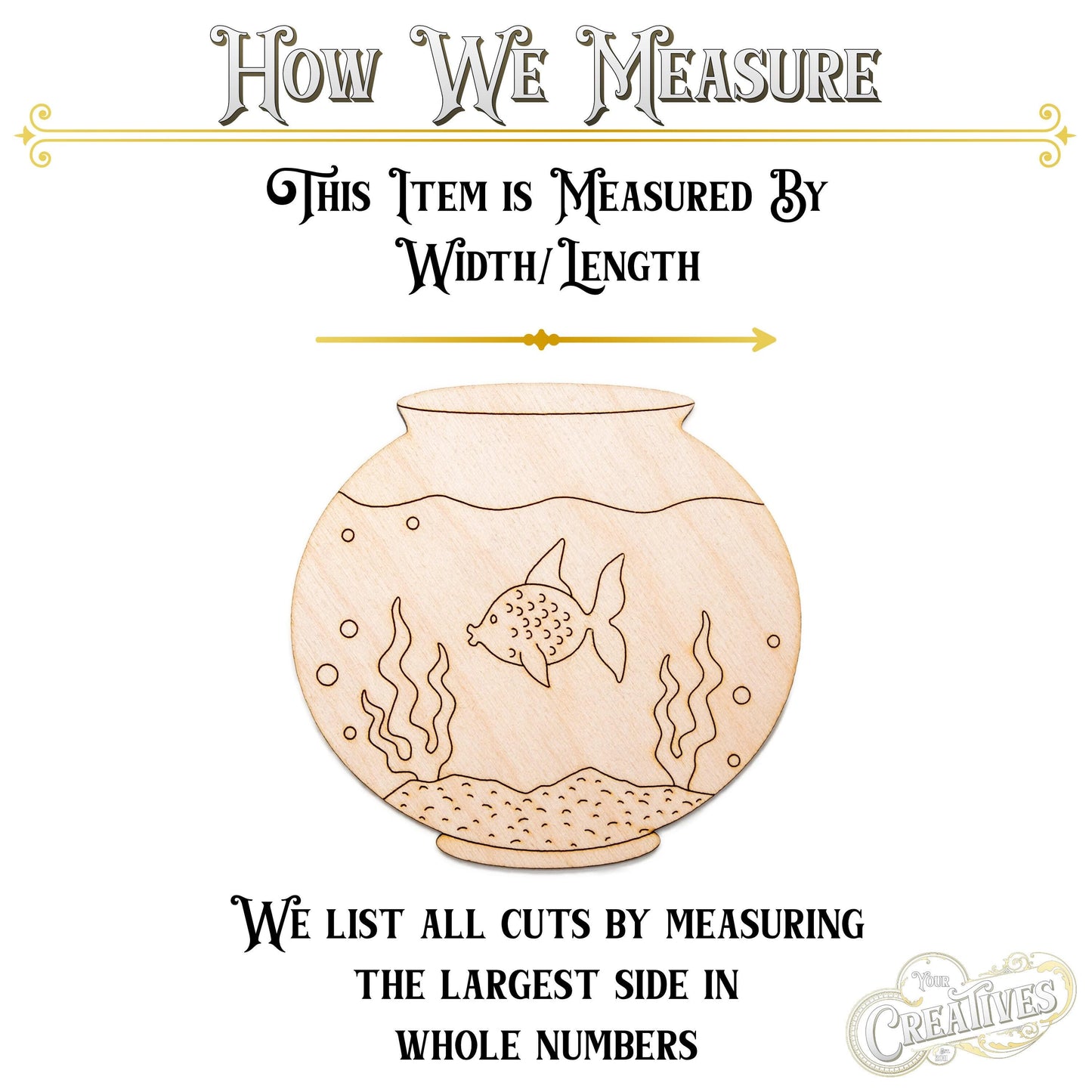 Fish Bowl Wood Cutout - Laser Cut Unfinished Craft Shape - Multiple Sizes
