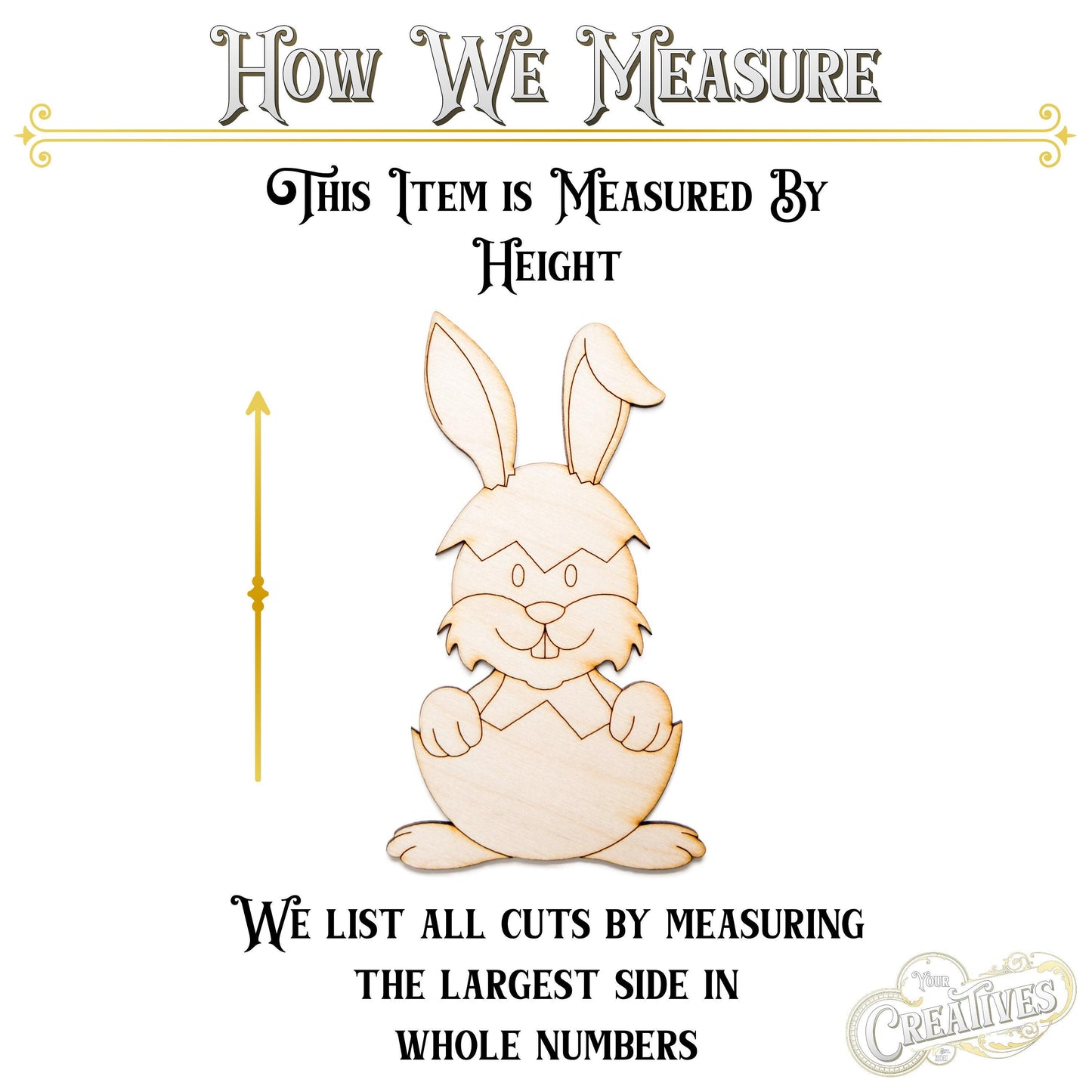 Bunny In Egg Shell Detailed Wood Cutout - Laser Cut Unfinished Craft Shape - Multiple Sizes