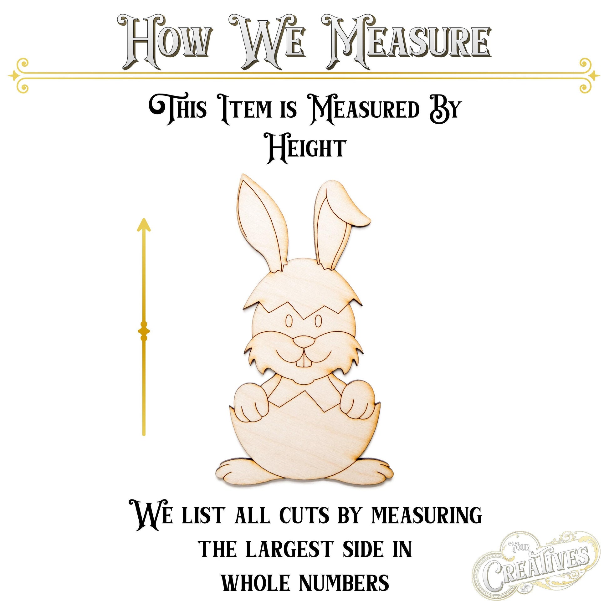 Bunny In Egg Shell Detailed Wood Cutout - Laser Cut Unfinished Craft Shape - Multiple Sizes