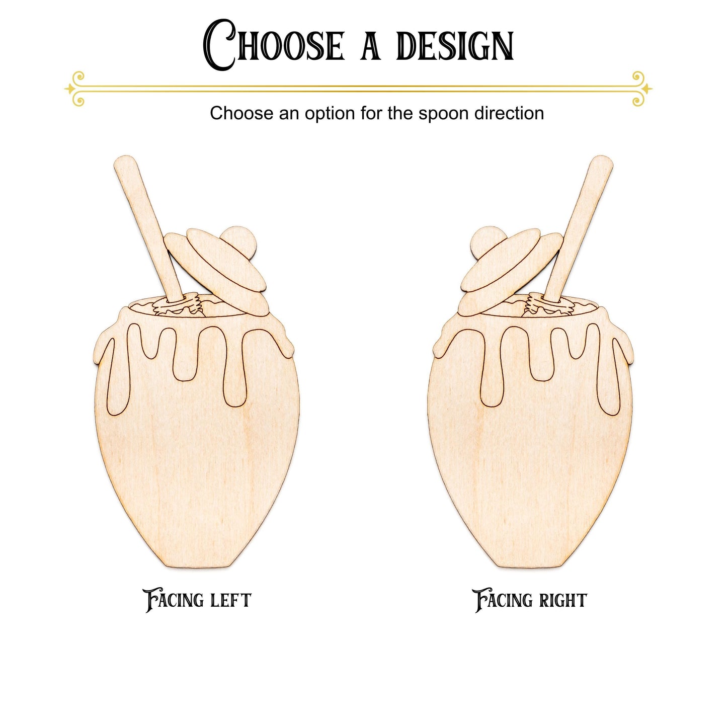 Open Honey Pot Wood Cutout - Laser Cut Unfinished Craft Shape - Multiple Sizes
