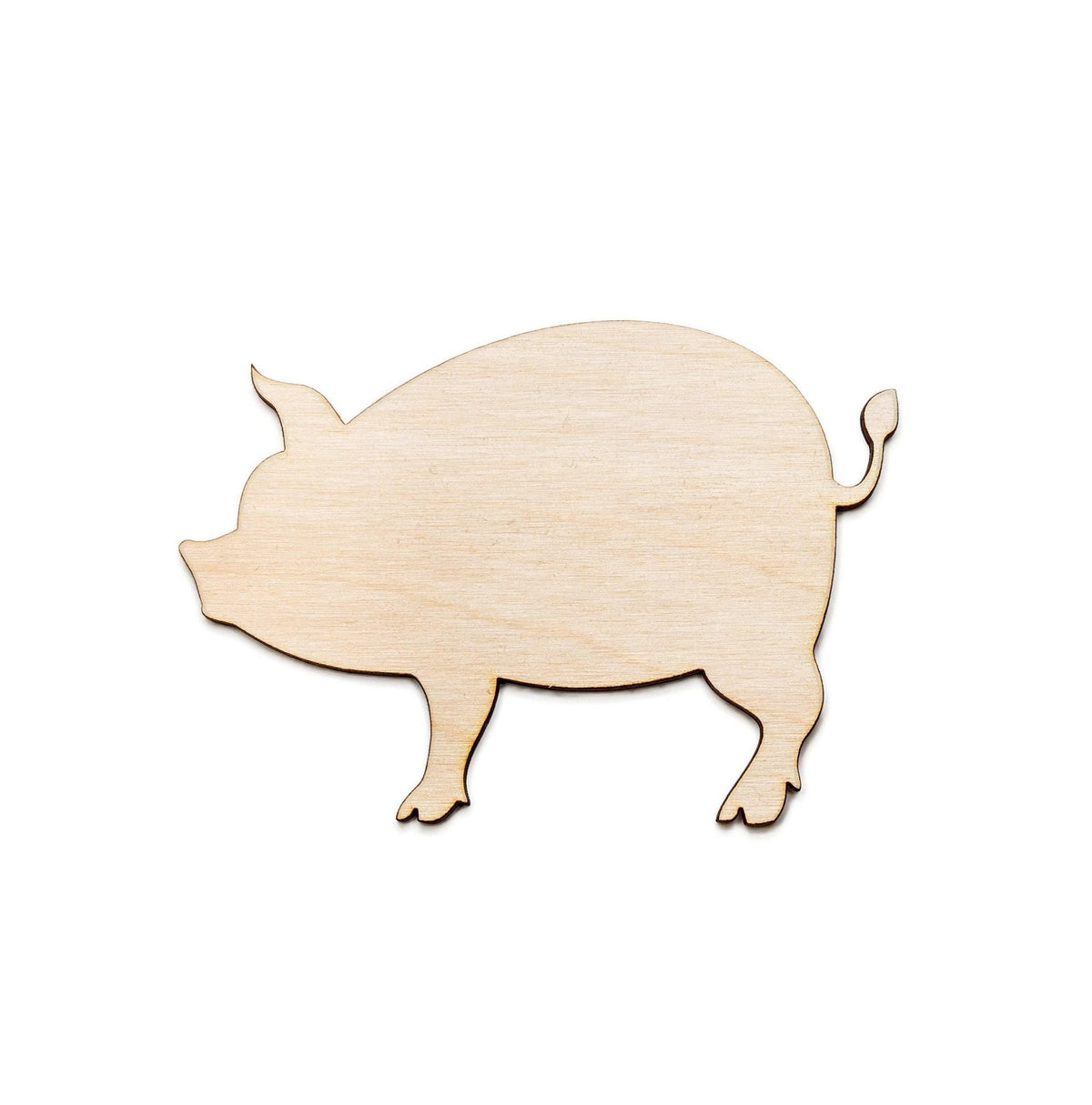Pig Side View Blank Wood Cutout - Laser Cut Unfinished Craft Shape - Multiple Sizes