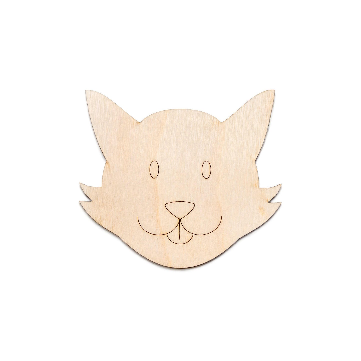 Cute Puppy Head Detailed Wood Cutout - Laser Cut Unfinished Craft Shape - Multiple Sizes