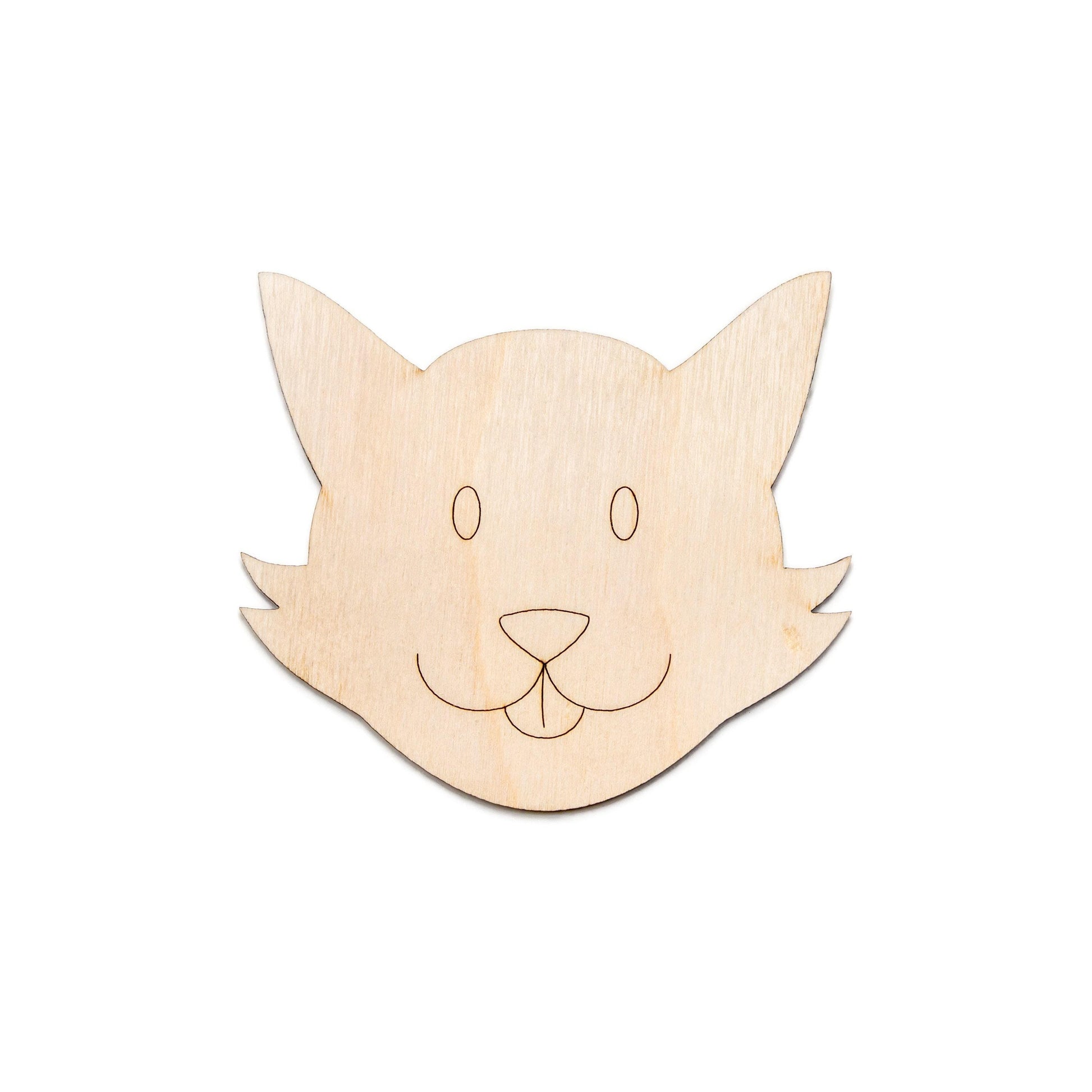Cute Puppy Head Detailed Wood Cutout - Laser Cut Unfinished Craft Shape - Multiple Sizes