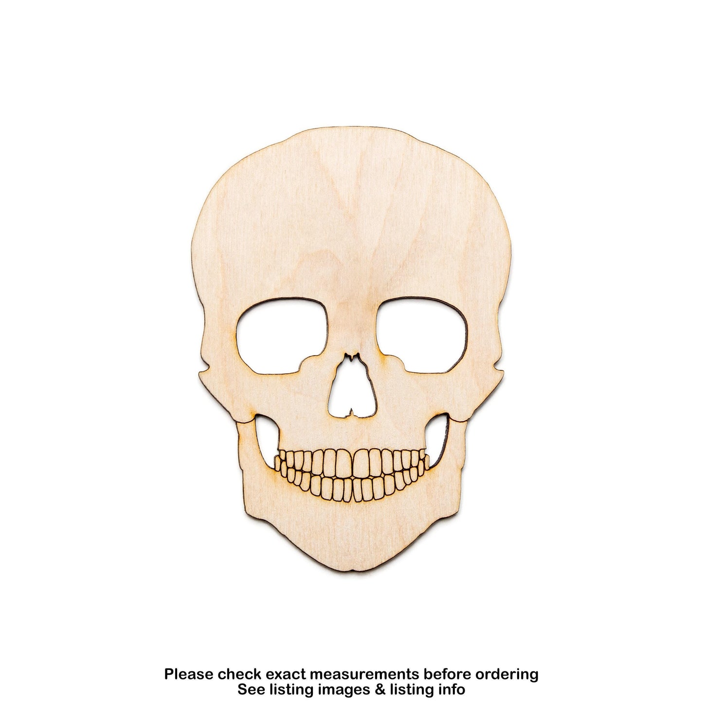 Skull Wood Cutout - Laser Cut Unfinished Craft Shape - Multiple Sizes