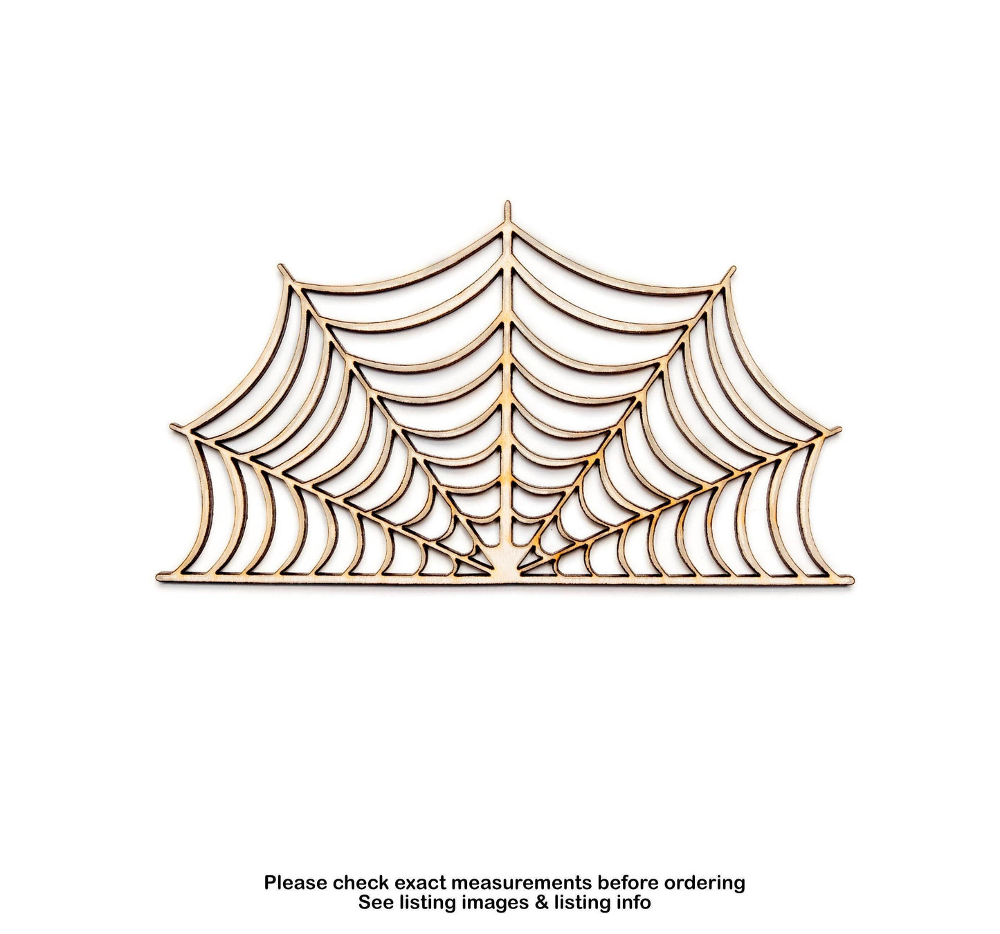 Spider Web Half Wood Cutout - Laser Cut Unfinished Craft Shape - Multiple Sizes