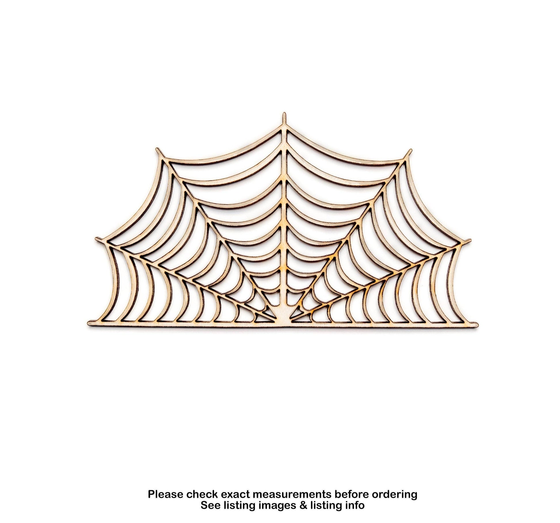 Spider Web Half Wood Cutout - Laser Cut Unfinished Craft Shape - Multiple Sizes