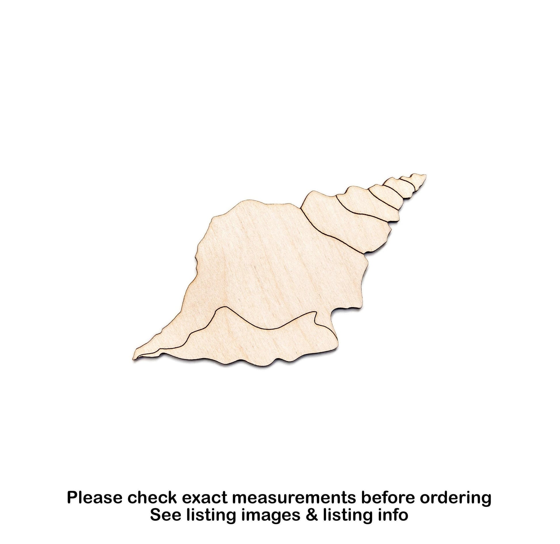 Conch Shell Detailed Wood Cutout - Laser Cut Unfinished Craft Shape - Multiple Sizes