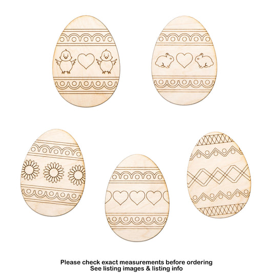 Decorative Easter Eggs Wood Cutout - Laser Cut Unfinished Craft Shape - Multiple Sizes