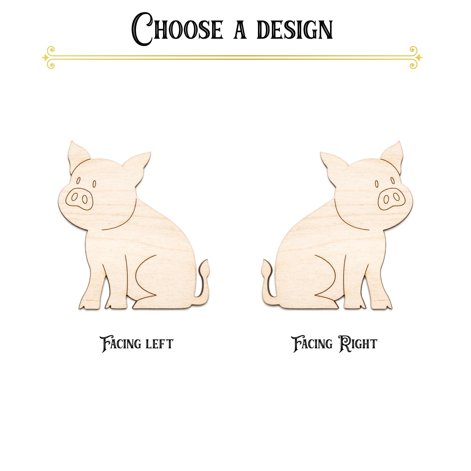 Piglet Sitting Wood Cutout - Laser Cut Unfinished Craft Shape - Multiple Sizes