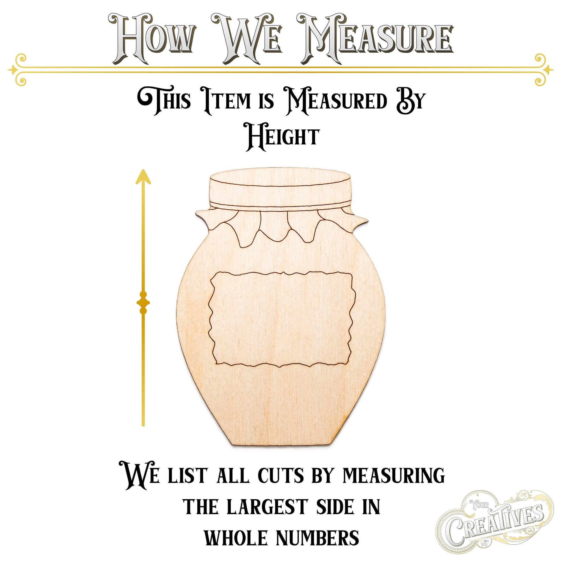 Honey Jar Wood Cutout - Laser Cut Unfinished Craft Shape - Multiple Sizes