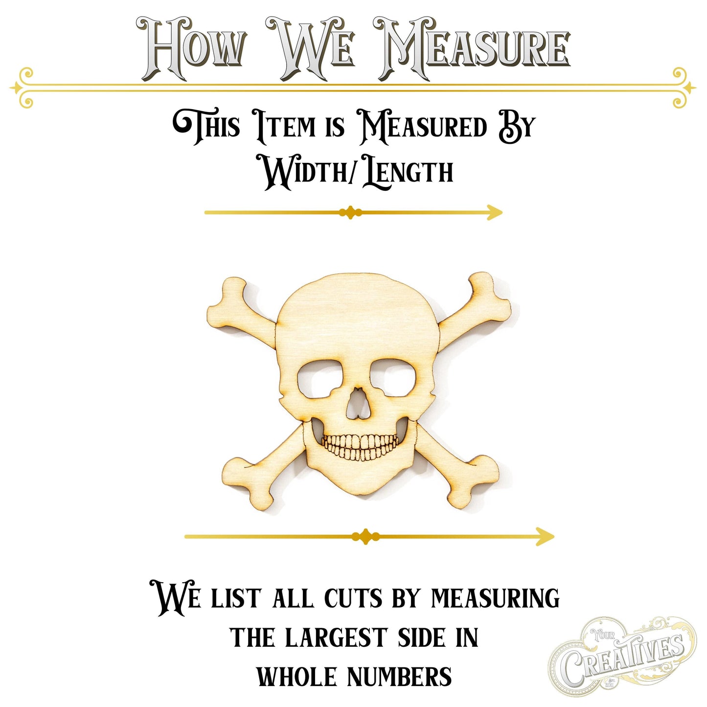 Skull and Crossbones Wood Cutout - Laser Cut Unfinished Craft Shape - Multiple Sizes
