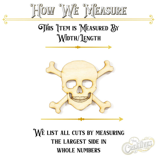 Skull and Crossbones Wood Cutout - Laser Cut Unfinished Craft Shape - Multiple Sizes