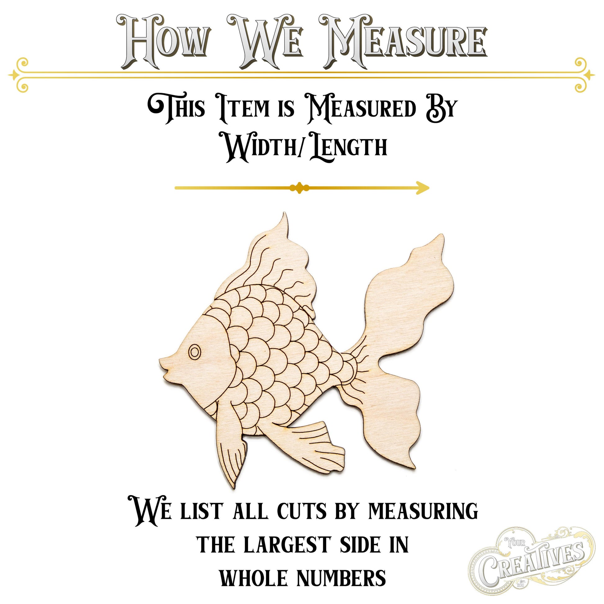 Goldfish Detailed Wood Cutout - Laser Cut Unfinished Craft Shape - Multiple Sizes