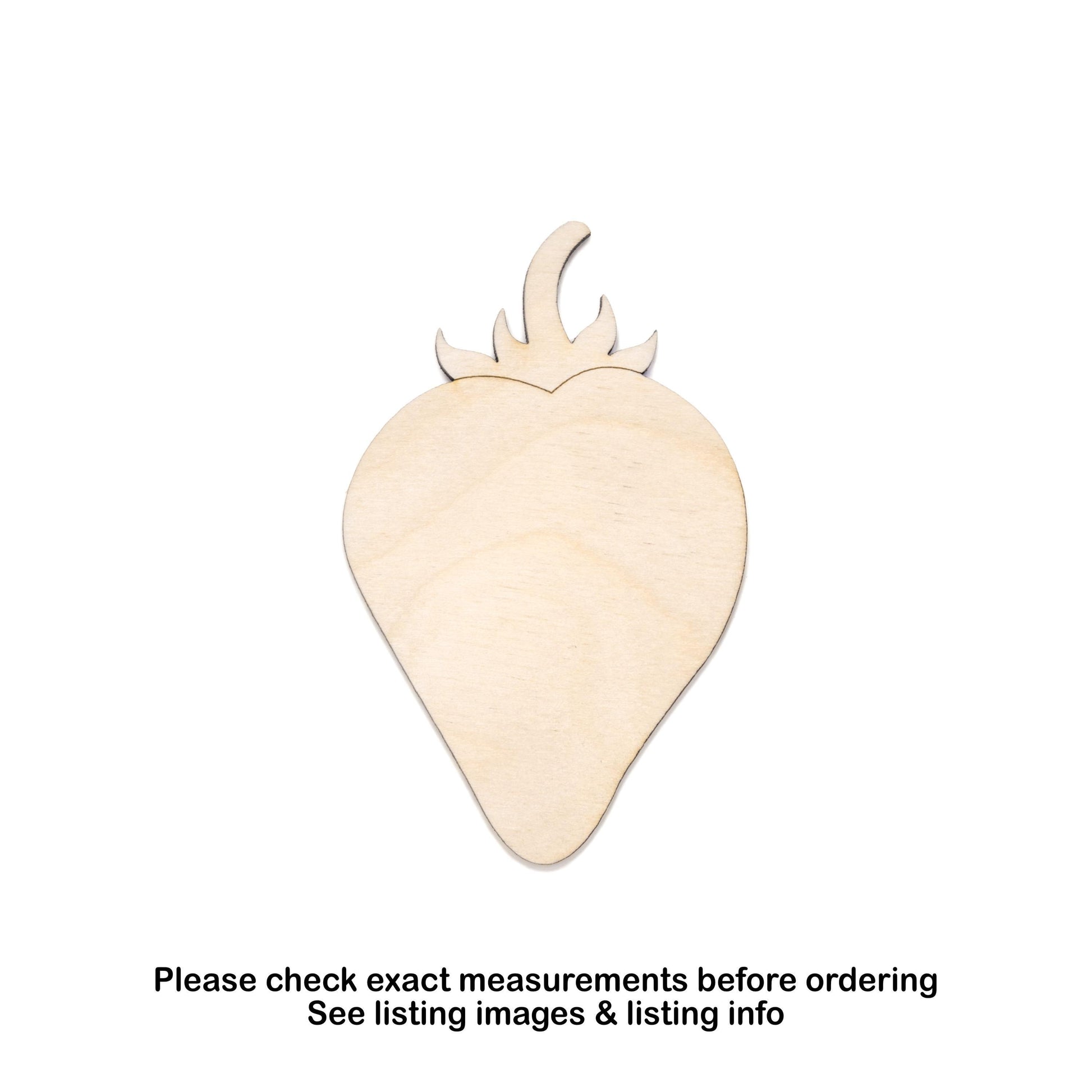 Strawberry Blank Wood Cutout - Laser Cut Unfinished Craft Shape - Multiple Sizes