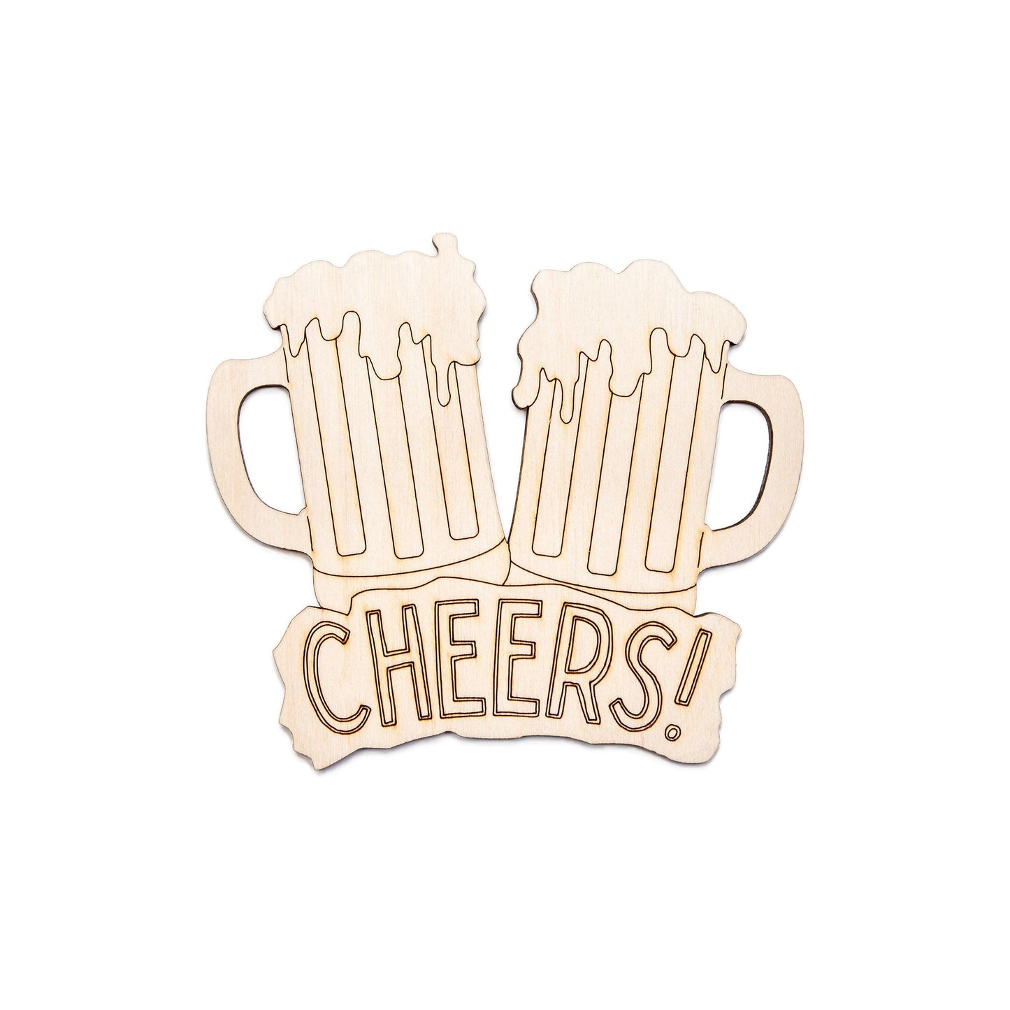 Cheers Beer Mug Toast Wood Cutout - Laser Cut Unfinished Craft Shape - Multiple Sizes