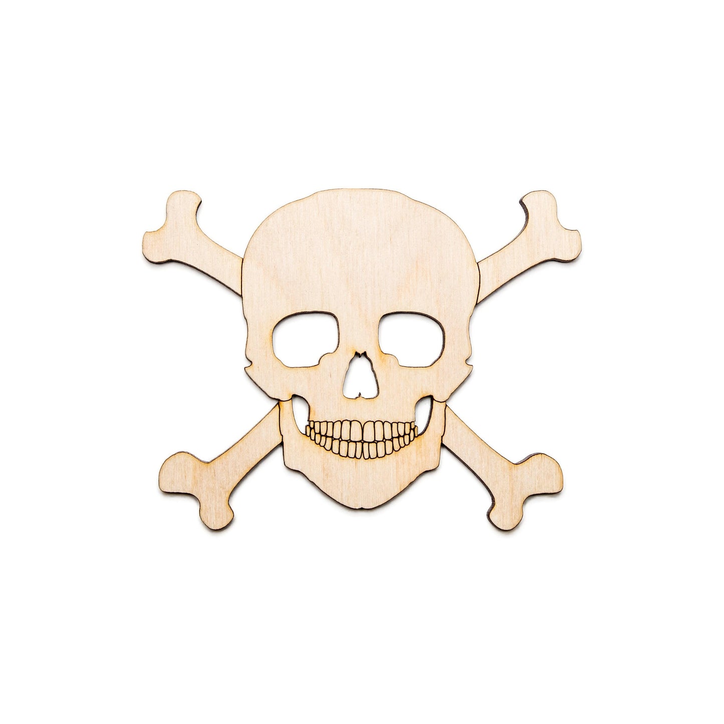 Skull and Crossbones Wood Cutout - Laser Cut Unfinished Craft Shape - Multiple Sizes
