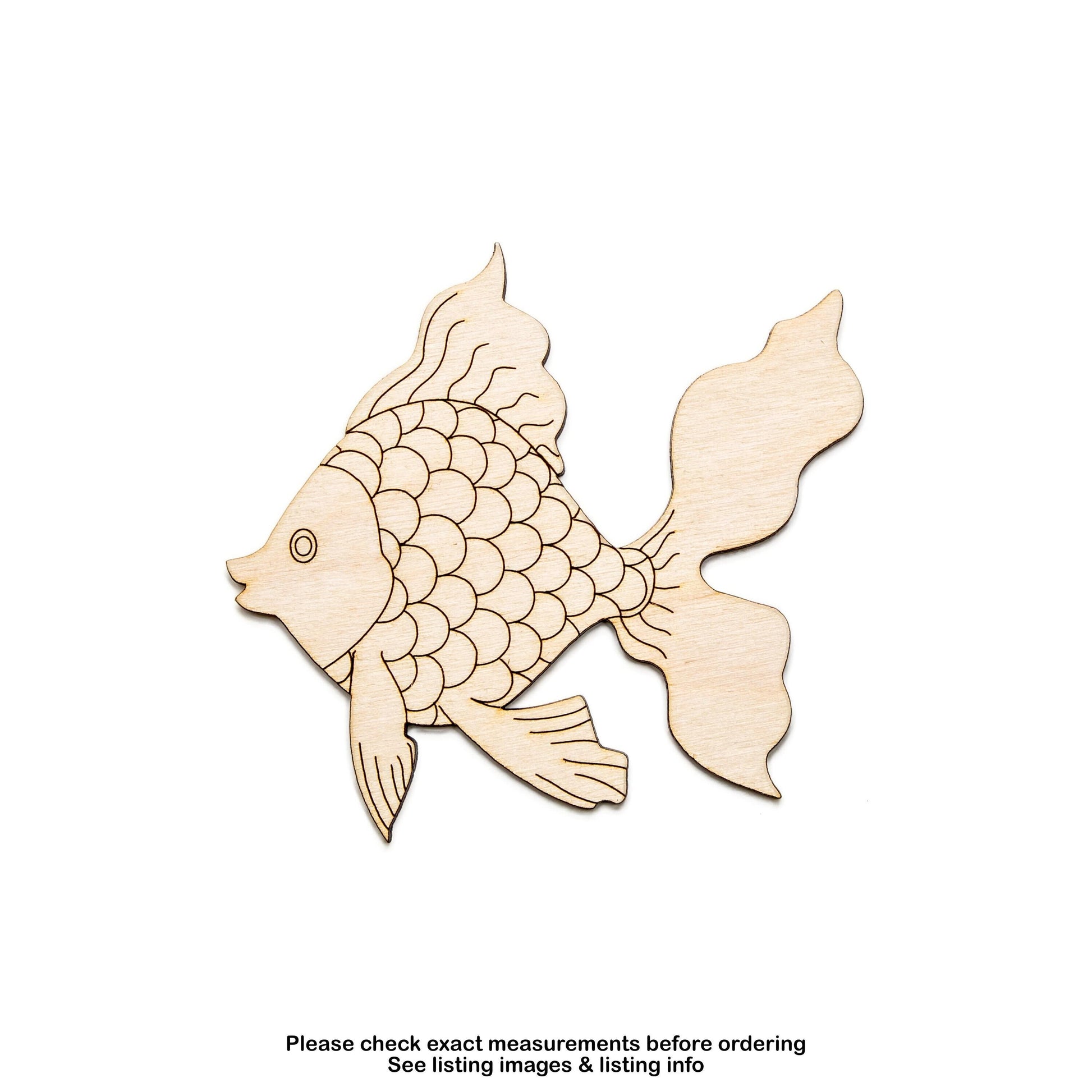 Goldfish Detailed Wood Cutout - Laser Cut Unfinished Craft Shape - Multiple Sizes