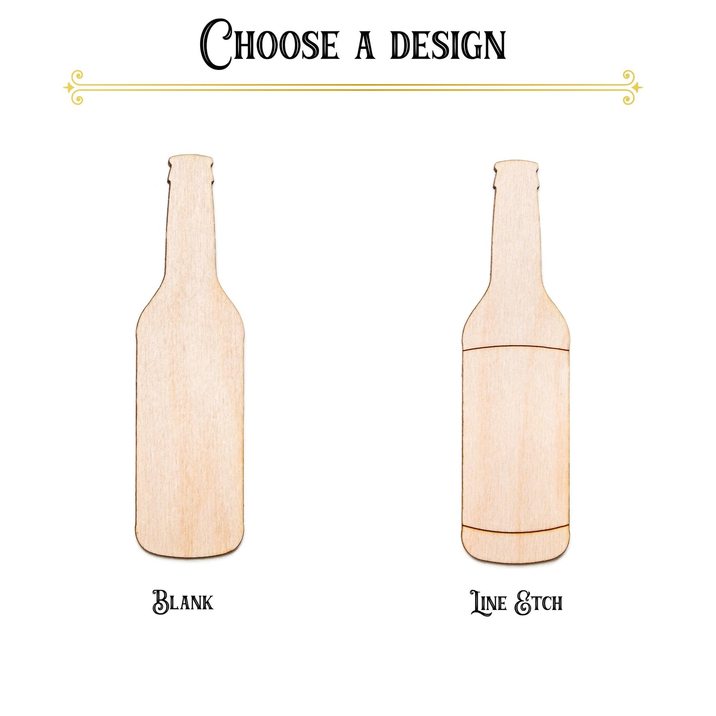 Beer Bottle Wood Cutout - Laser Cut Unfinished Craft Shape - Multiple Sizes