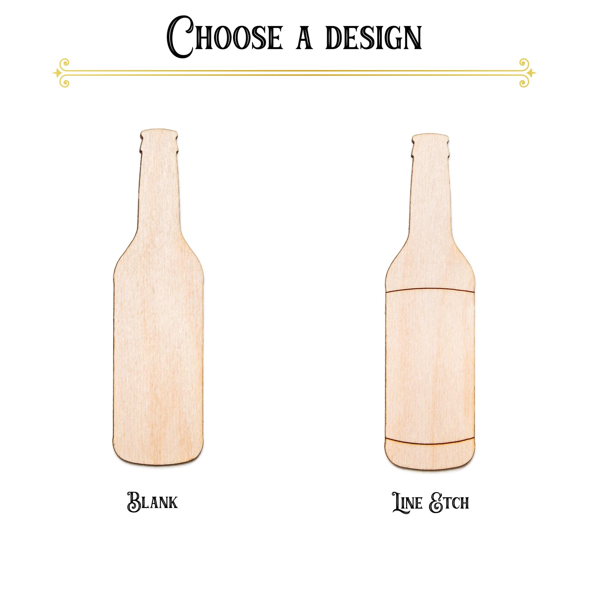 Beer Bottle Wood Cutout - Laser Cut Unfinished Craft Shape - Multiple Sizes