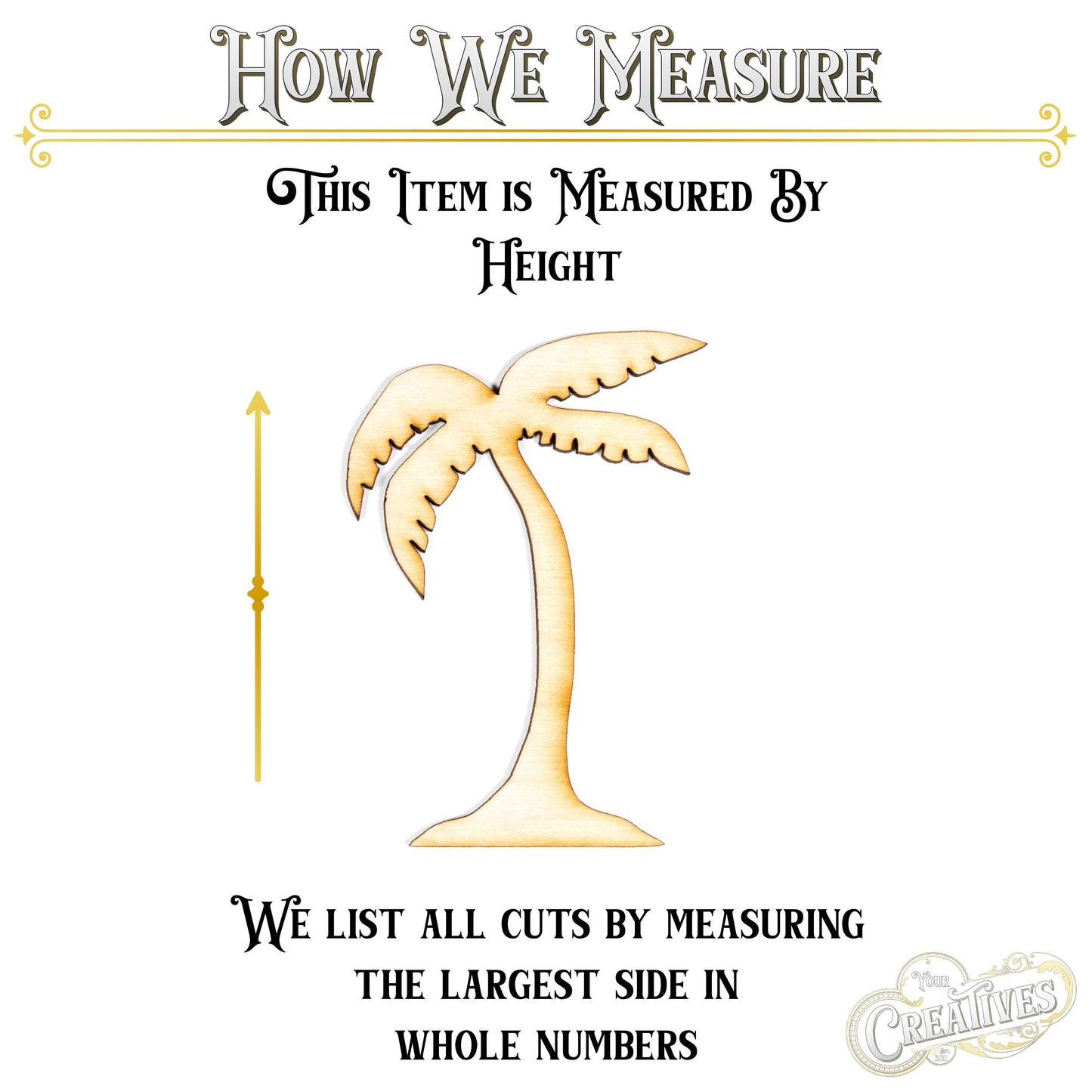Island Palm Tree Wood Cutout - Laser Cut Unfinished Craft Shape - Multiple Sizes