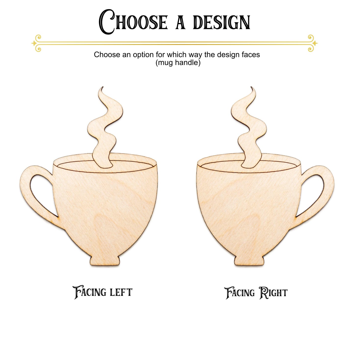 Tea Cup Wood Cutout - Laser Cut Unfinished Craft Shape - Multiple Sizes