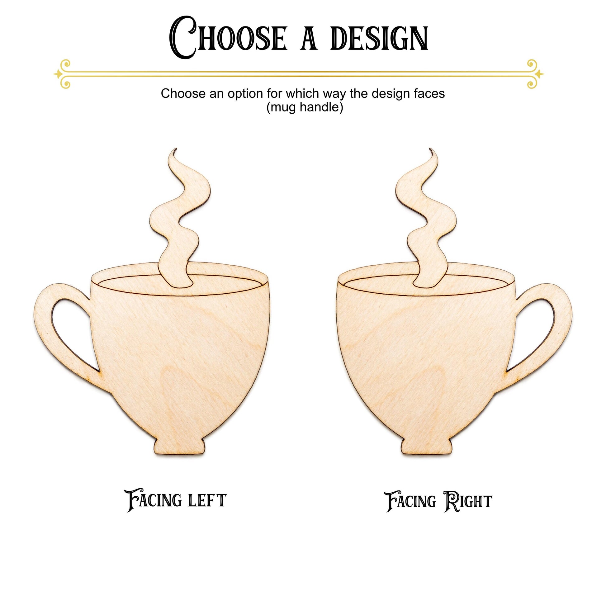 Tea Cup Wood Cutout - Laser Cut Unfinished Craft Shape - Multiple Sizes