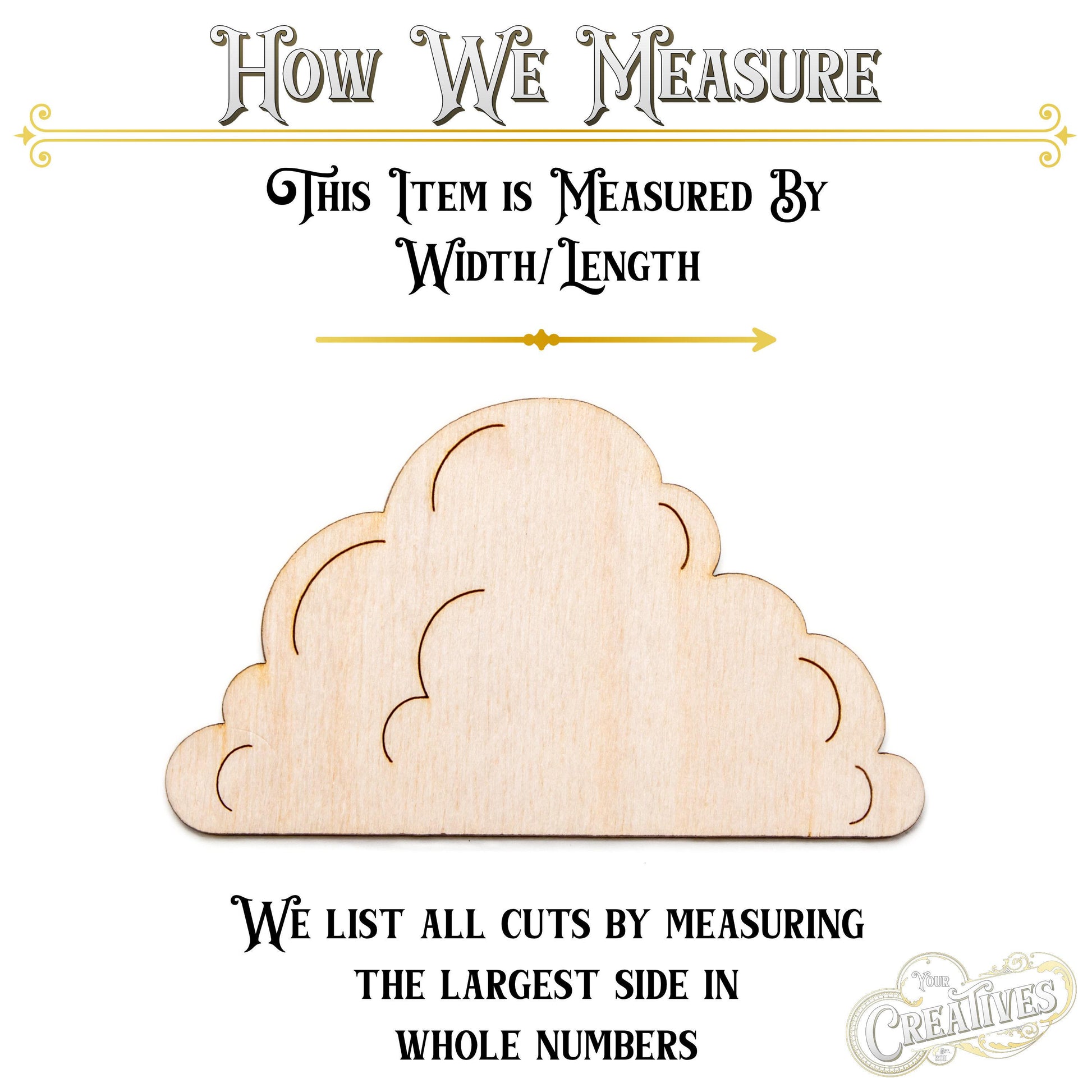 Cloud Fluffy Wood Cutout - Laser Cut Unfinished Craft Shape - Multiple Sizes