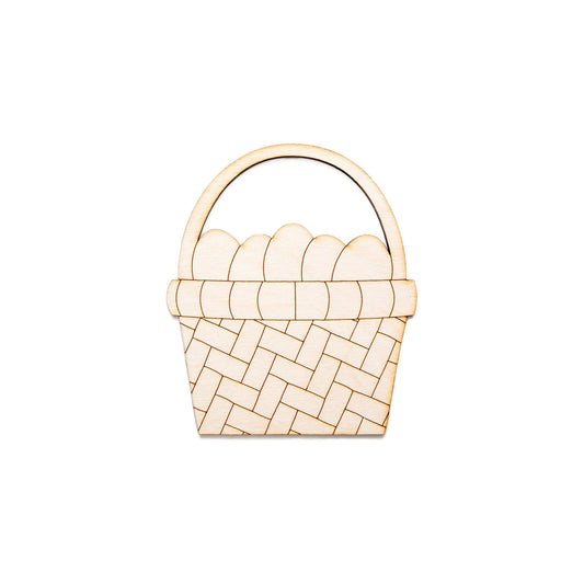 Easter Basket With Eggs Wood Cutout - Laser Cut Unfinished Craft Shape - Multiple Sizes