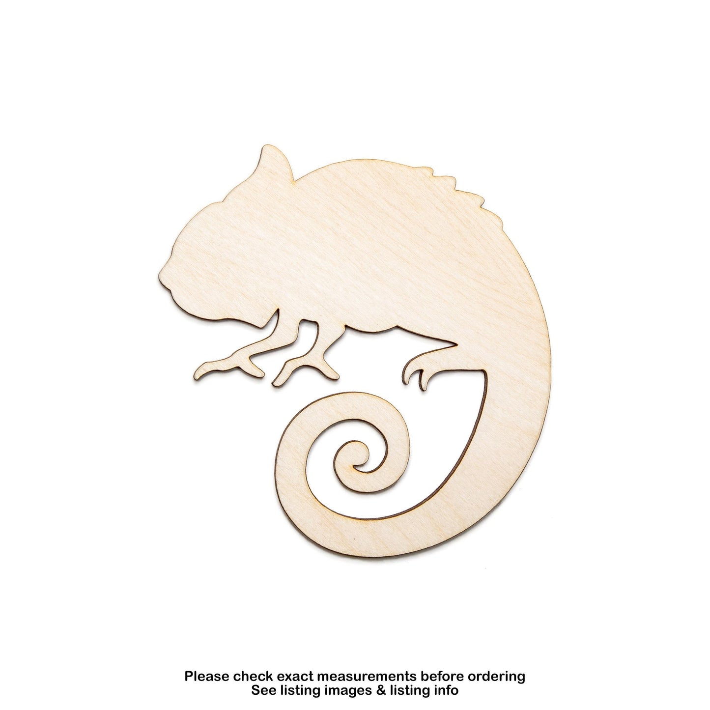 Cute Chameleon Blank Wood Cutout - Laser Cut Unfinished Craft Shape - Multiple Sizes