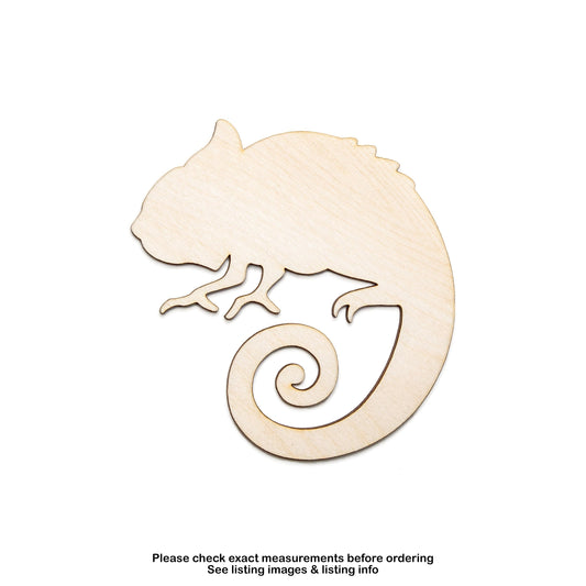 Cute Chameleon Blank Wood Cutout - Laser Cut Unfinished Craft Shape - Multiple Sizes