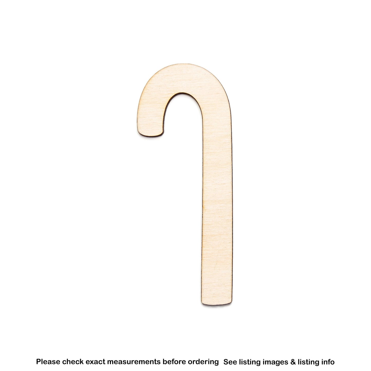 Candy Cane Blank Wood Cutout - Laser Cut Unfinished Craft Shape - Multiple Sizes