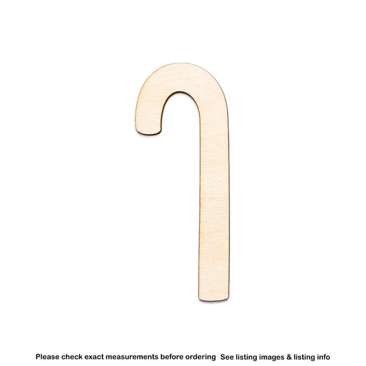 Candy Cane Blank Wood Cutout - Laser Cut Unfinished Craft Shape - Multiple Sizes