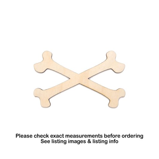 Crossbones Wood Cutout - Laser Cut Unfinished Craft Shape - Multiple Sizes