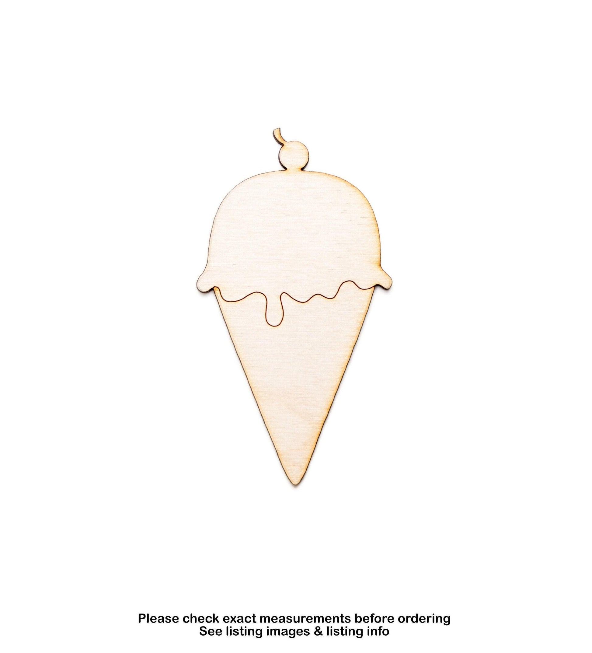 Ice Cream Wood Cutout - Laser Cut Unfinished Craft Shape - Multiple Sizes