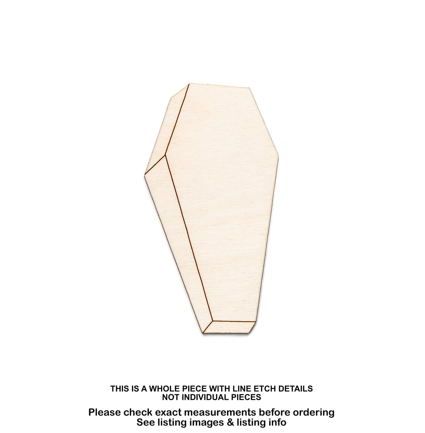 Classic Coffin Wood Cutout - Laser Cut Unfinished Craft Shape - Multiple Sizes