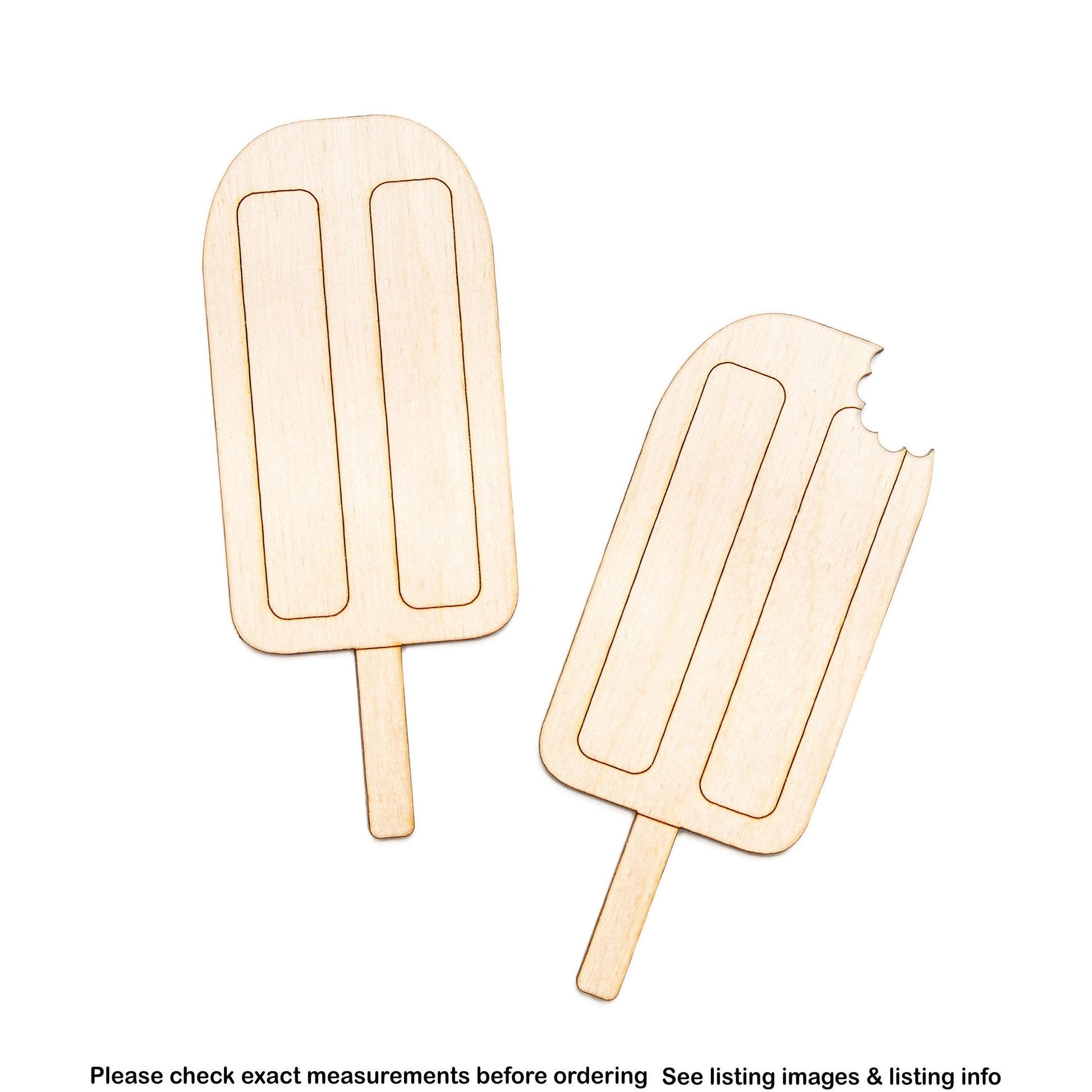 Popsicle With Bite Detailed Wood Cutout - Laser Cut Unfinished Craft Shape - Multiple Sizes