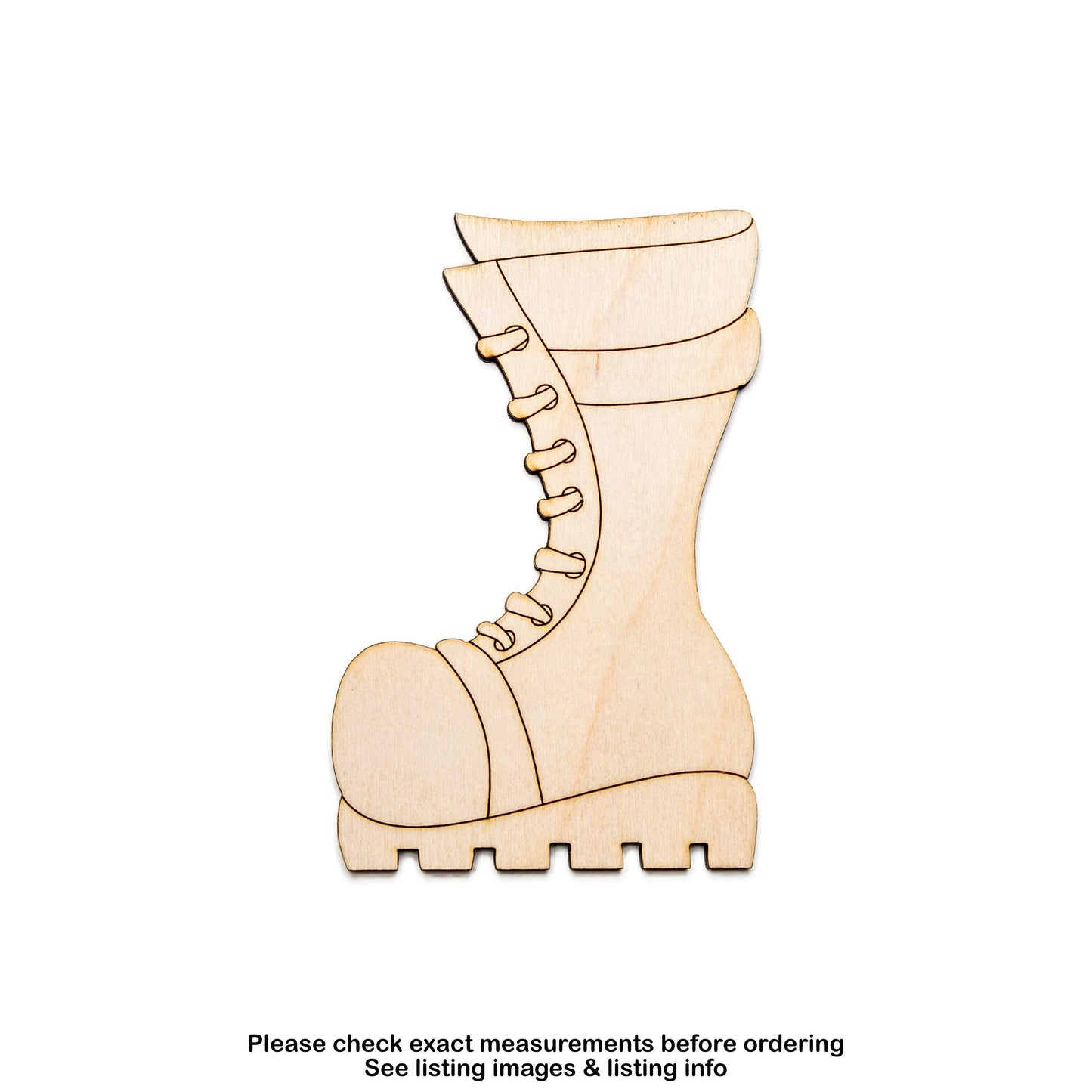 Goth Boot Detailed Wood Cutout - Laser Cut Unfinished Craft Shape - Multiple Sizes