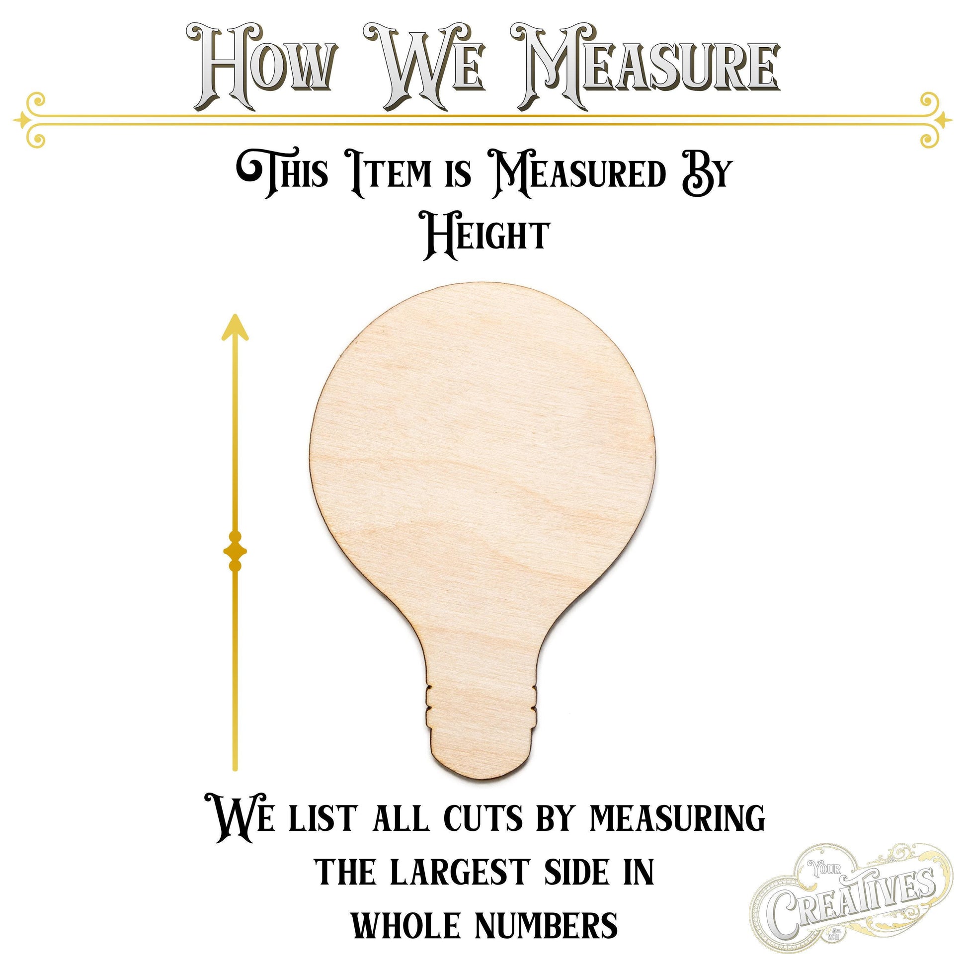 Light Bulb Blank Wood Cutout - Laser Cut Unfinished Craft Shape - Multiple Sizes