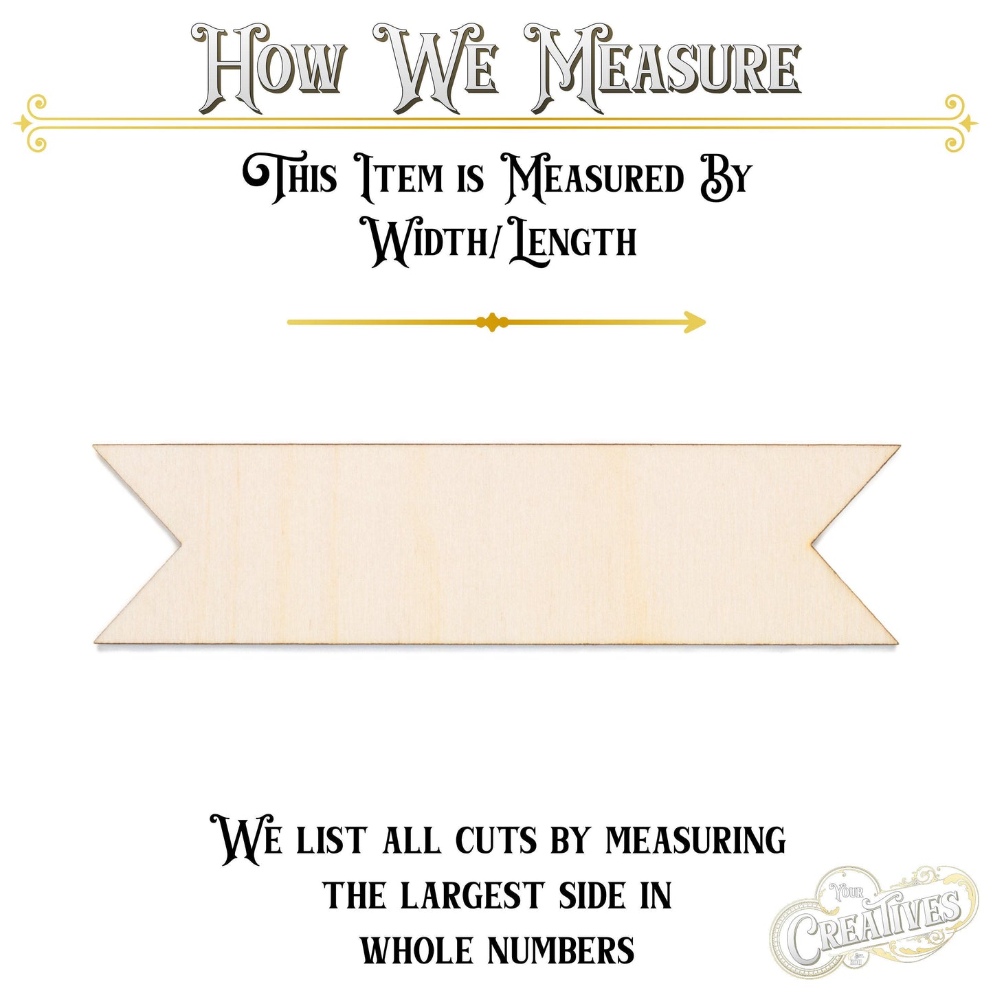 Banner Ribbon Blank Wood Cutout - Laser Cut Unfinished Craft Shape - Multiple Sizes