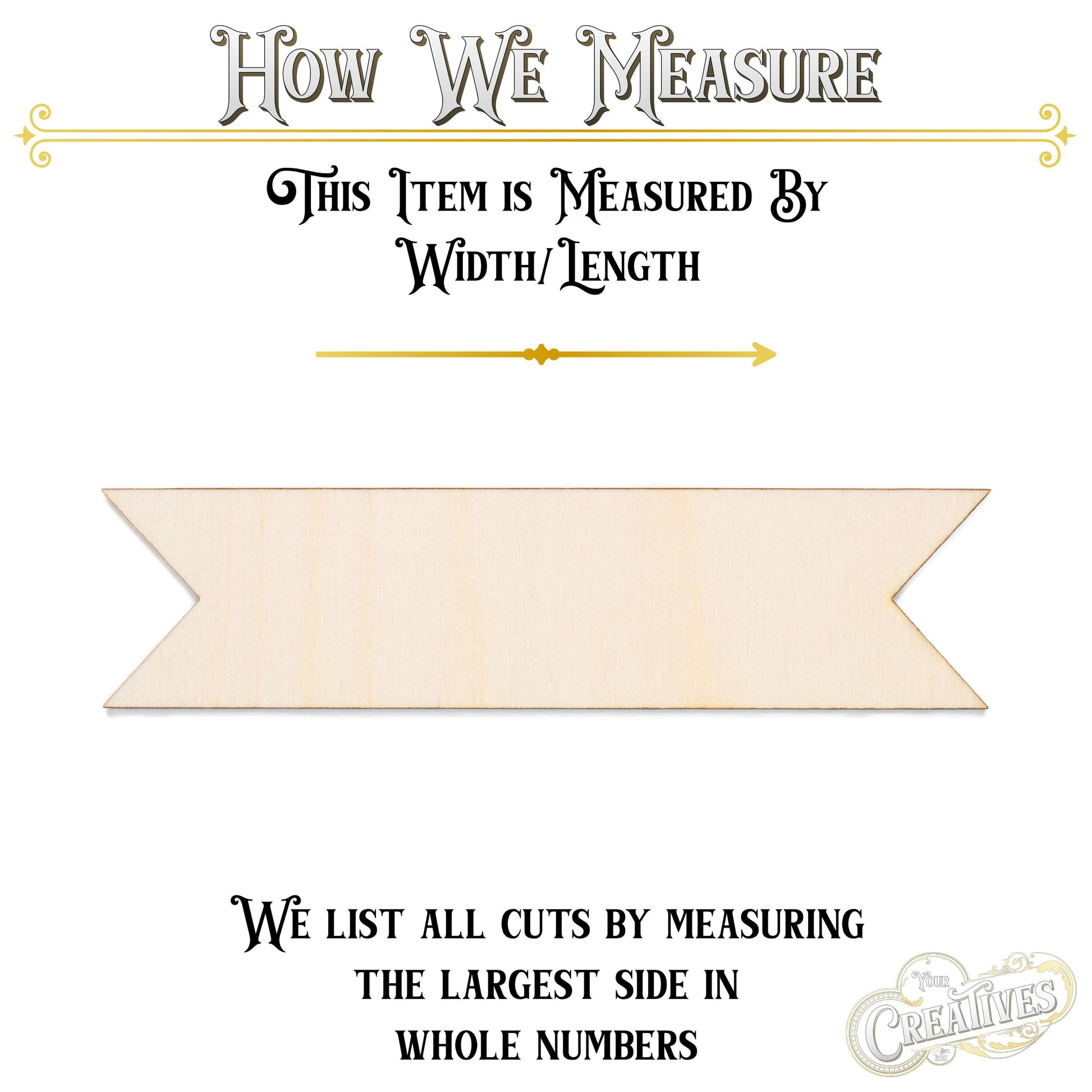 Banner Ribbon Blank Wood Cutout - Laser Cut Unfinished Craft Shape - Multiple Sizes