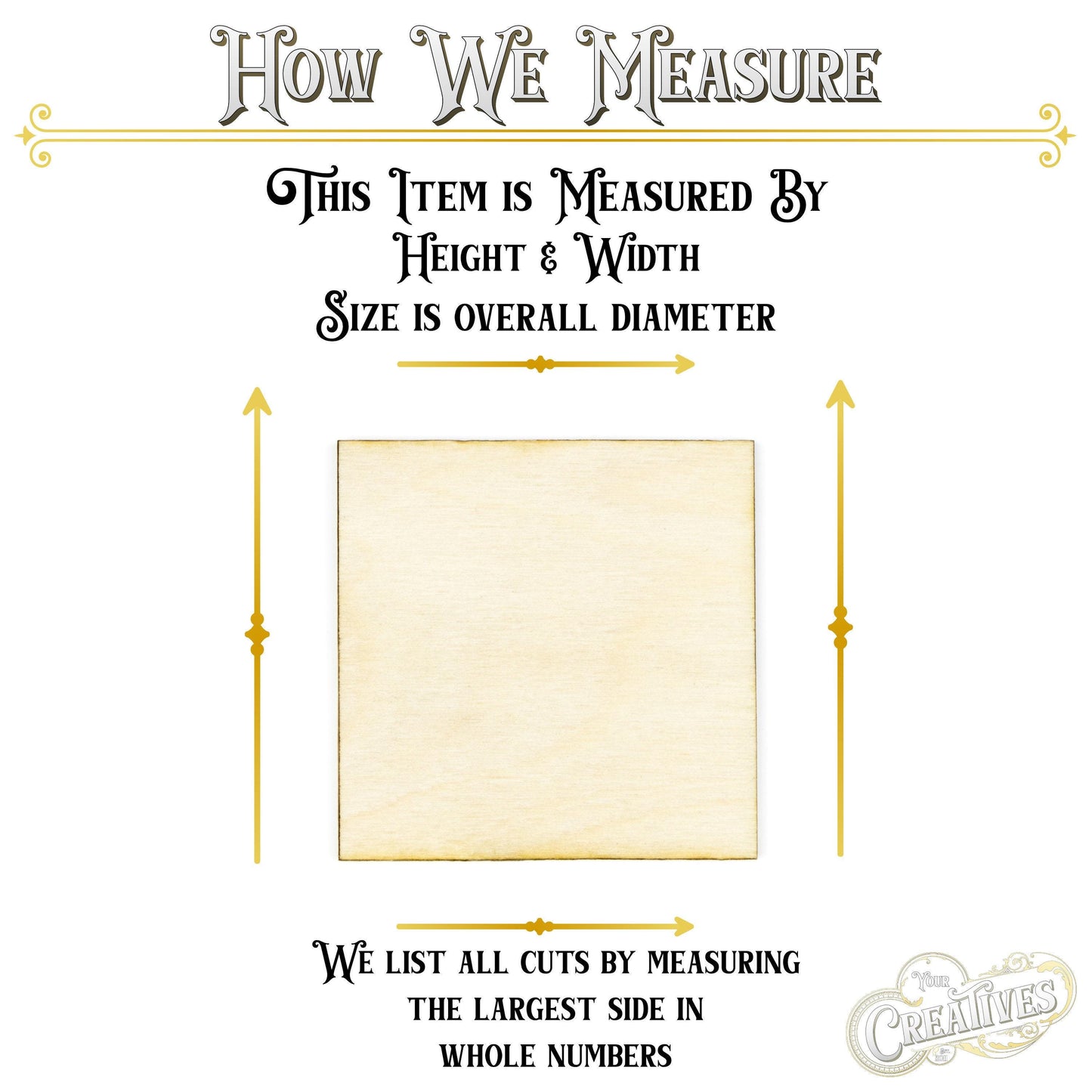 Square Wood Cutout - Laser Cut Unfinished Craft Shape - Multiple Sizes