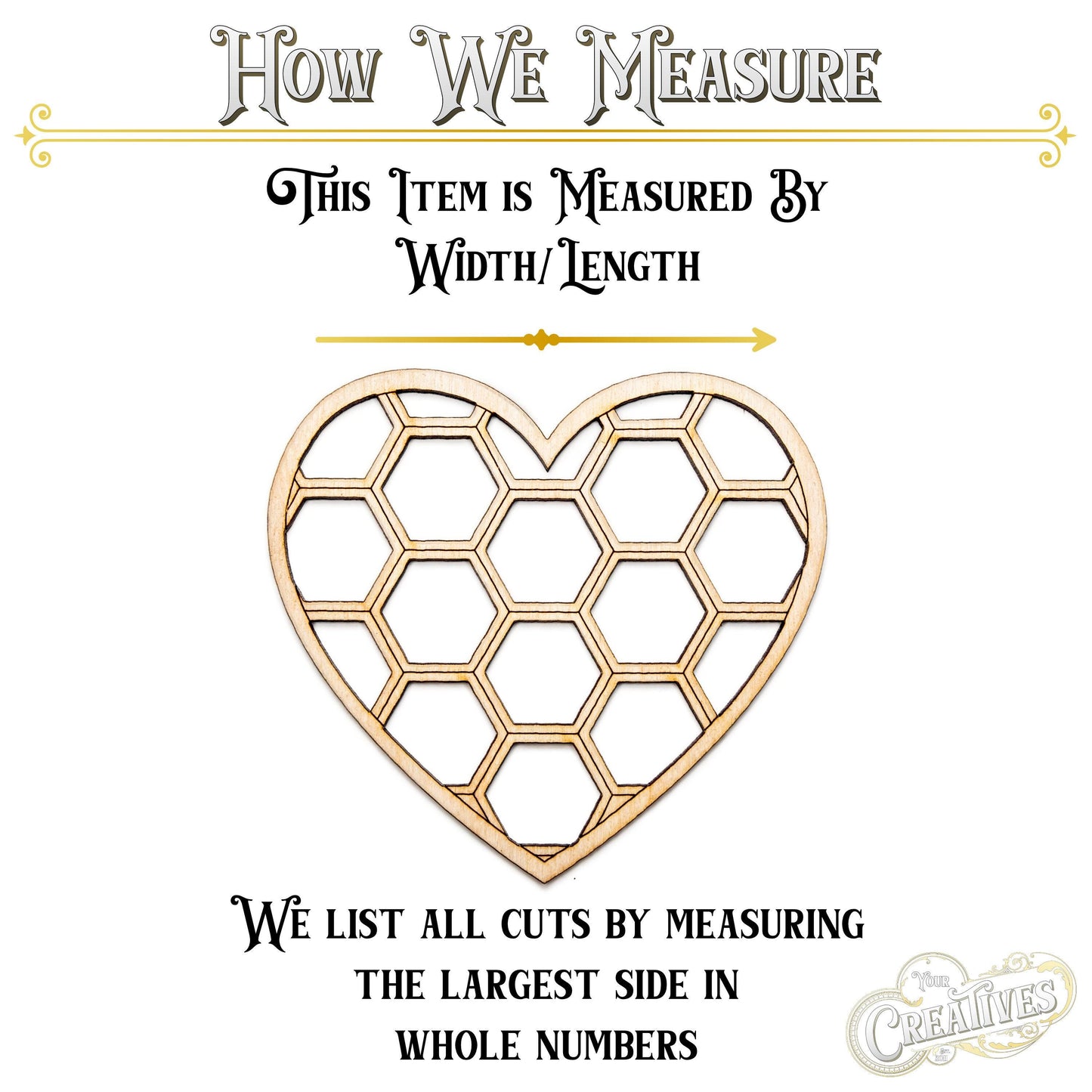 Honeycomb Heart Wood Cutout - Laser Cut Unfinished Craft Shape - Multiple Sizes
