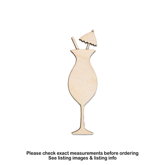 Tropical Cocktail Drink Wood Cutout - Laser Cut Unfinished Craft Shape - Multiple Sizes