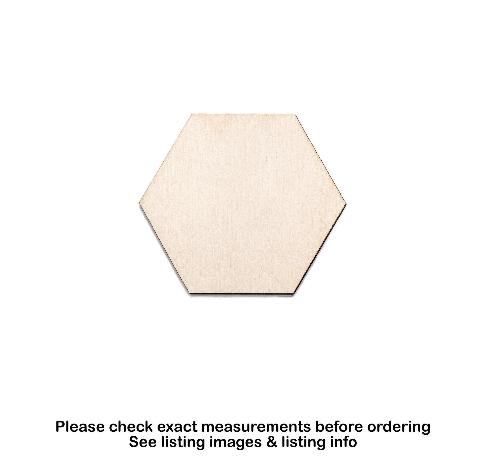 Hexagon Shape Blank Wood Cutout - Laser Cut Unfinished Craft Shape - Multiple Sizes