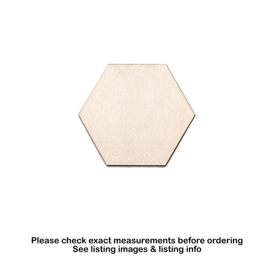 Hexagon Shape Blank Wood Cutout - Laser Cut Unfinished Craft Shape - Multiple Sizes